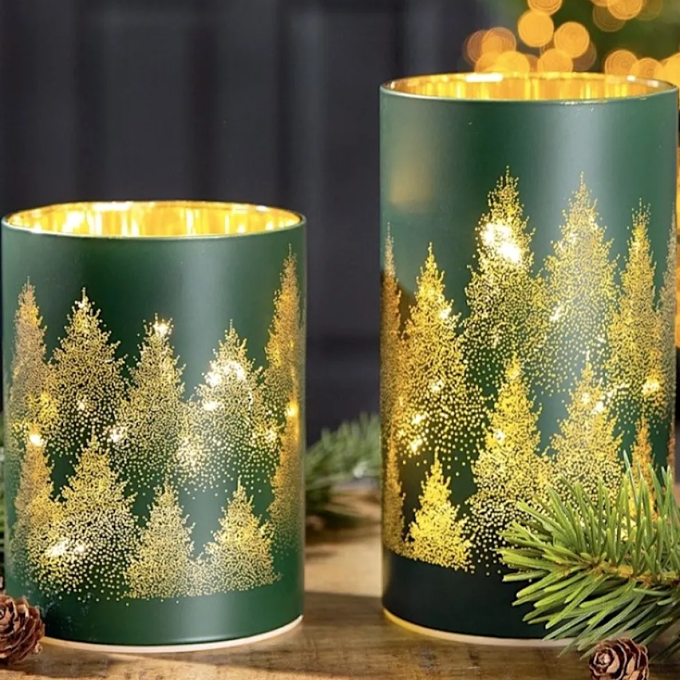LED Windlicht Glas Schwarzwald