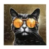 Leinwandbild Cool Cat gold 80×80 cm