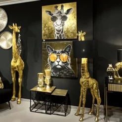 Leinwandbild Cool Cat gold 80×80 cm