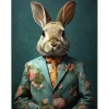 Leinwandbild Flower Jacket Hase petrol 70×100 cm