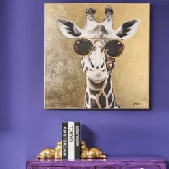 Leinwandbild Giraffe gold 80×80 cm