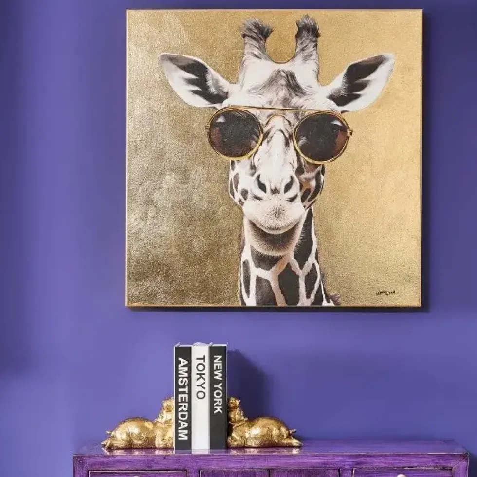 Leinwandbild Giraffe gold 80×80 cm