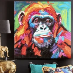Leinwandbild Gorilla bunt 100×100 cm