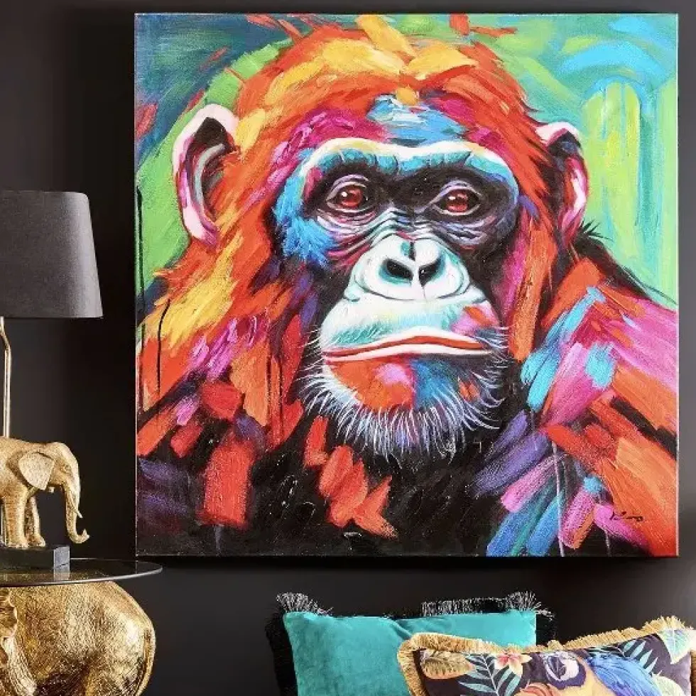 Leinwandbild Gorilla bunt 100×100 cm