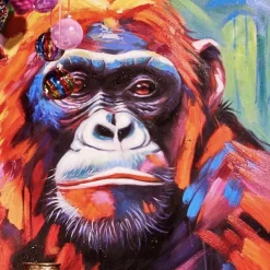 Leinwandbild Gorilla bunt 100×100 cm