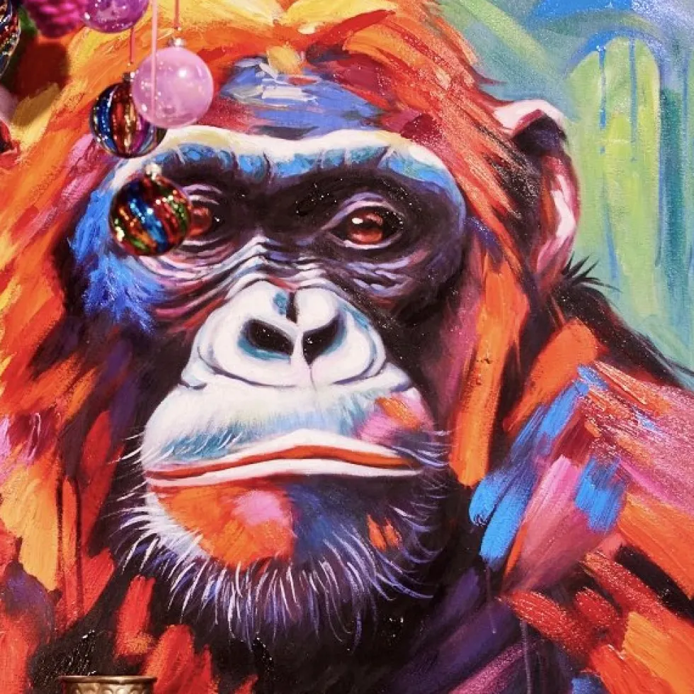 Leinwandbild Gorilla bunt 100×100 cm