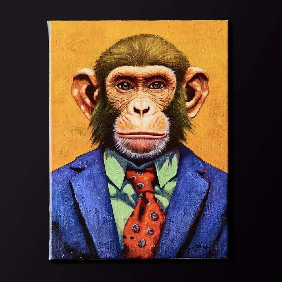 Leinwandbild Manager Gorilla orange 30×40 cm