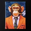Leinwandbild Smoking Monkey blau 30×40 cm