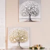 Leinwandbild Tree Solo gold silber 60×60 cm