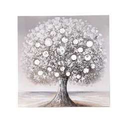 Leinwandbild Tree Solo gold silber 60×60 cm
