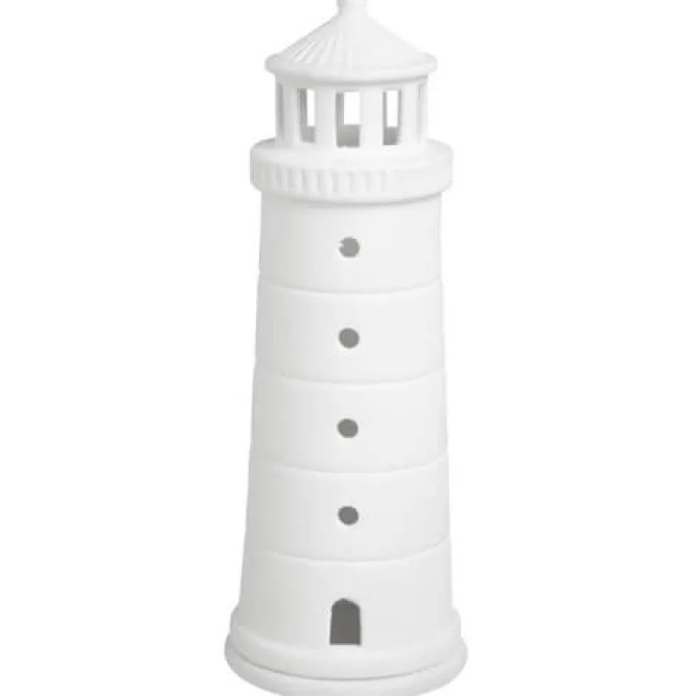 Leuchtturm Deko Räder Design weiß Porzellan Meer als Worte