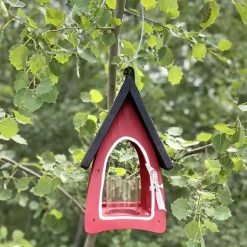 LICHTVILLA Laterne hängend rot Vogelvilla Höhe 33 cm