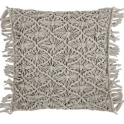 Magma Kissen mit Fransen 45×45 Fringe taupe