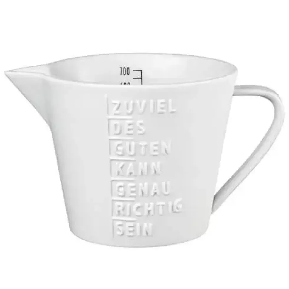 Messbecher Räder Design Deko ZUVIEL DES GUTEN weiß Porzellan 700 ml