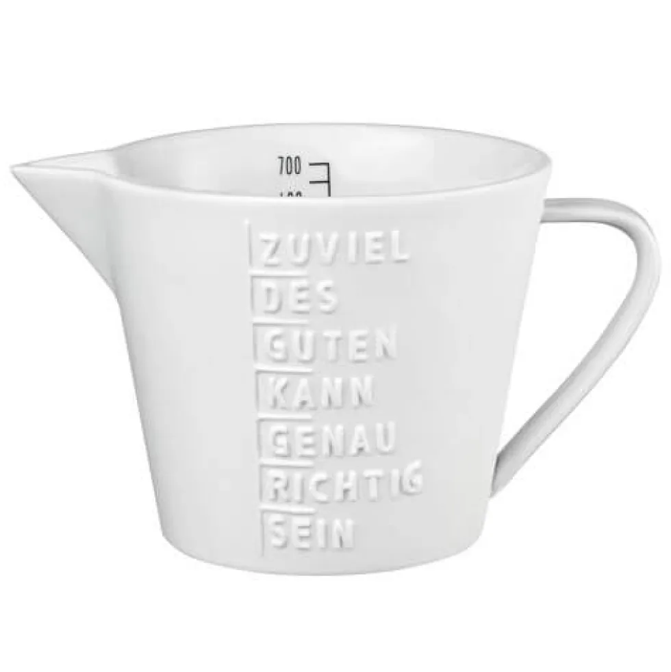 Messbecher Räder Design Deko ZUVIEL DES GUTEN weiß Porzellan 700 ml