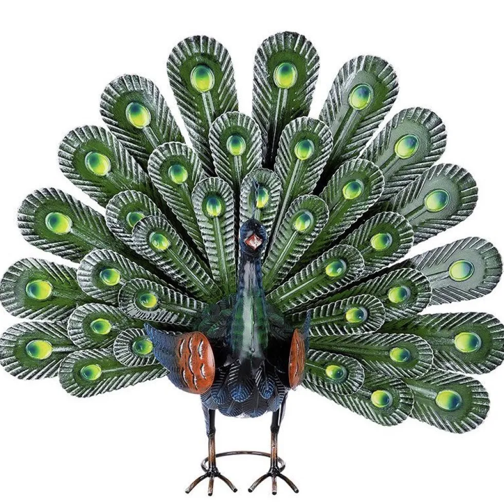 Metall Deko Figur Tier Pfau