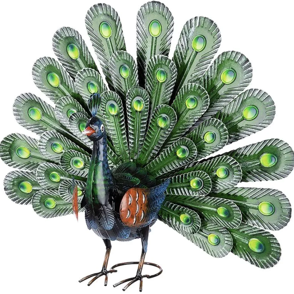 Metall Deko Figur Tier Pfau