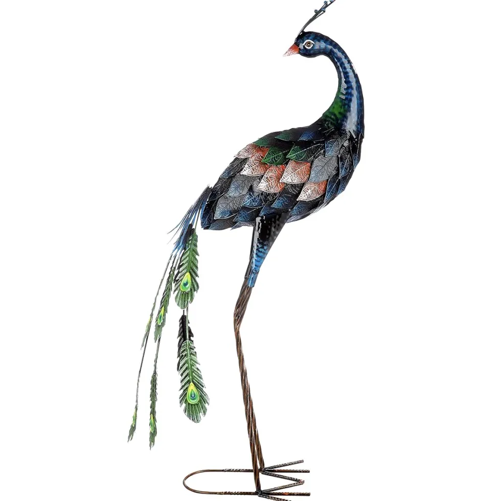 Metall Deko Figur Tier Pfau