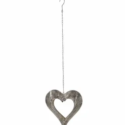 Metalldeko HERZ ZUM HÄNGEN silber ø 29 cm