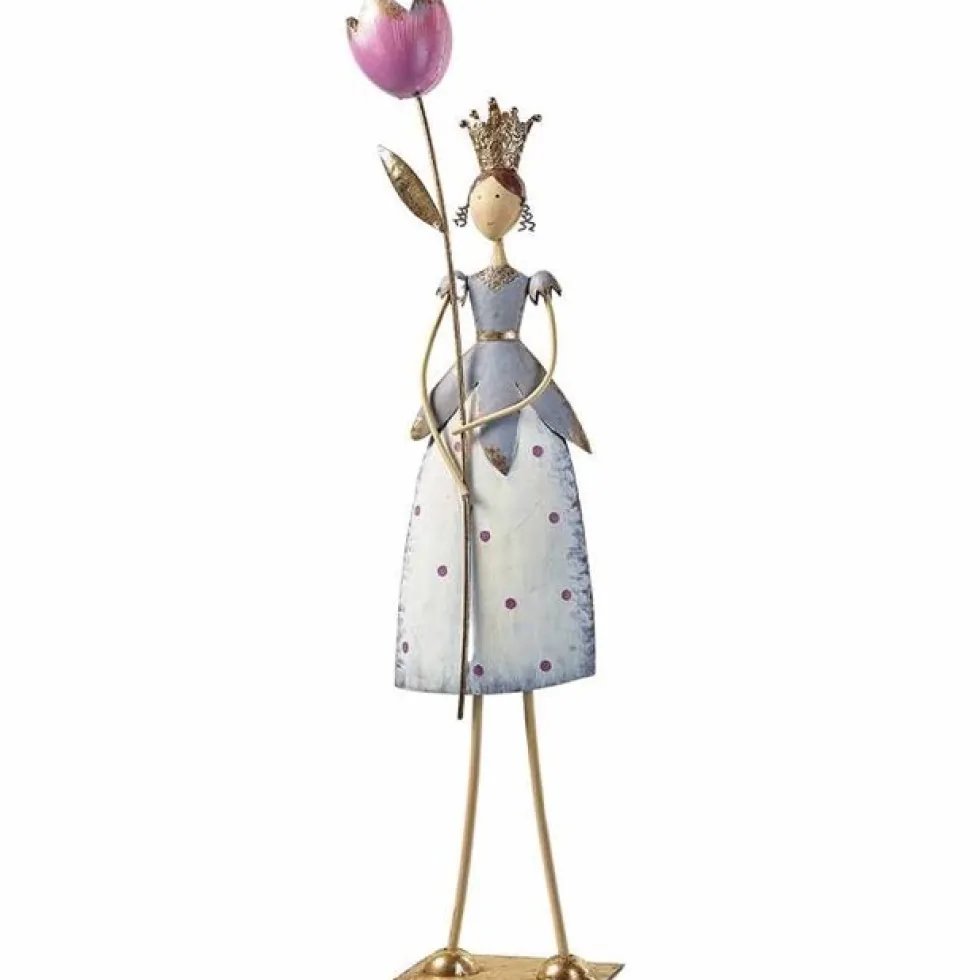 Metallfigur Mädchen SUSI mit Blume Höhe 82 cm