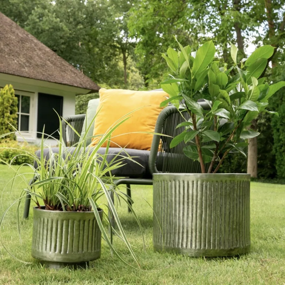 Metall Pflanzkübel XXL outdoor 4er Set Elna mintgrün