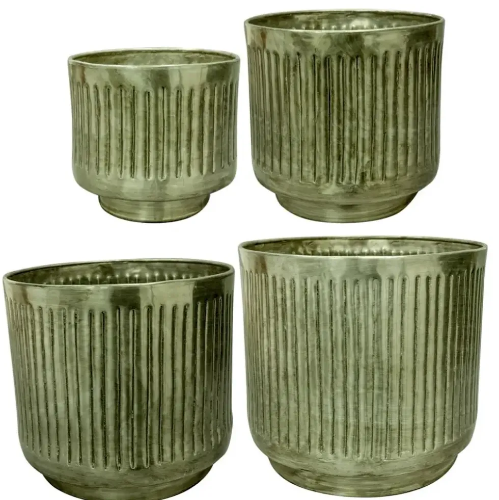 Metall Pflanzkübel XXL outdoor 4er Set Elna mintgrün
