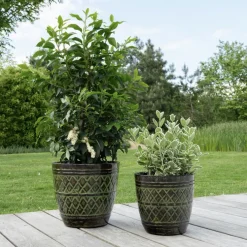 Metall Pflanzkübel XXL outdoor Caisa 4er Set grün