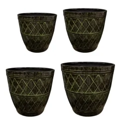 Metall Pflanzkübel XXL outdoor Caisa 4er Set grün
