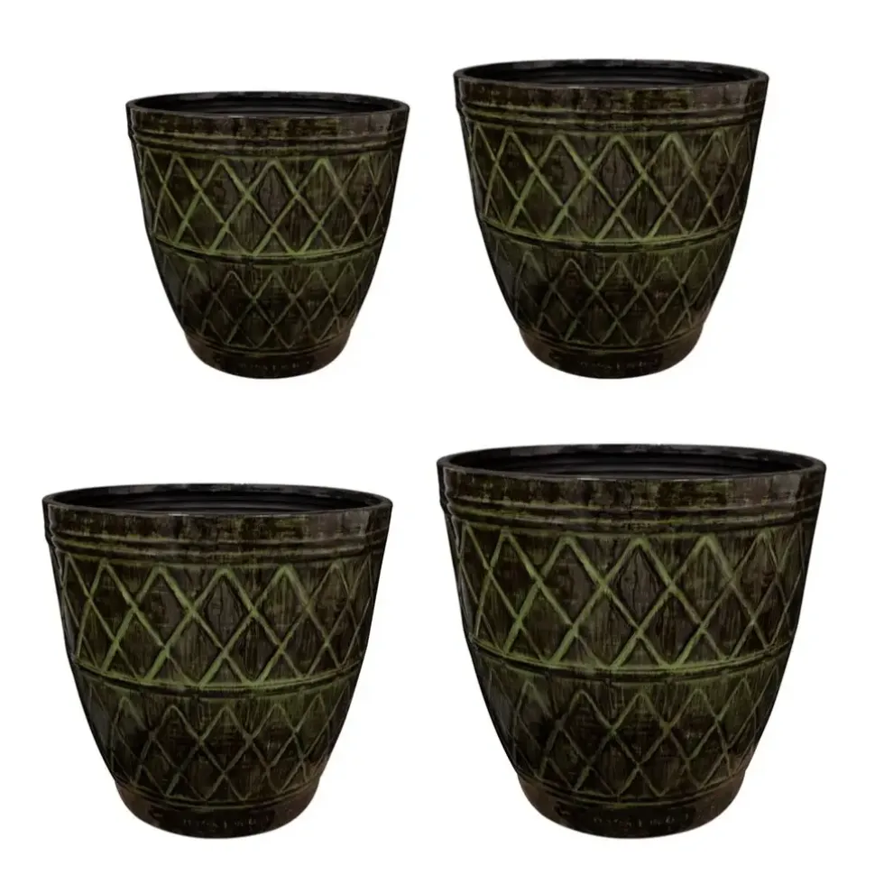 Metall Pflanzkübel XXL outdoor Caisa 4er Set grün