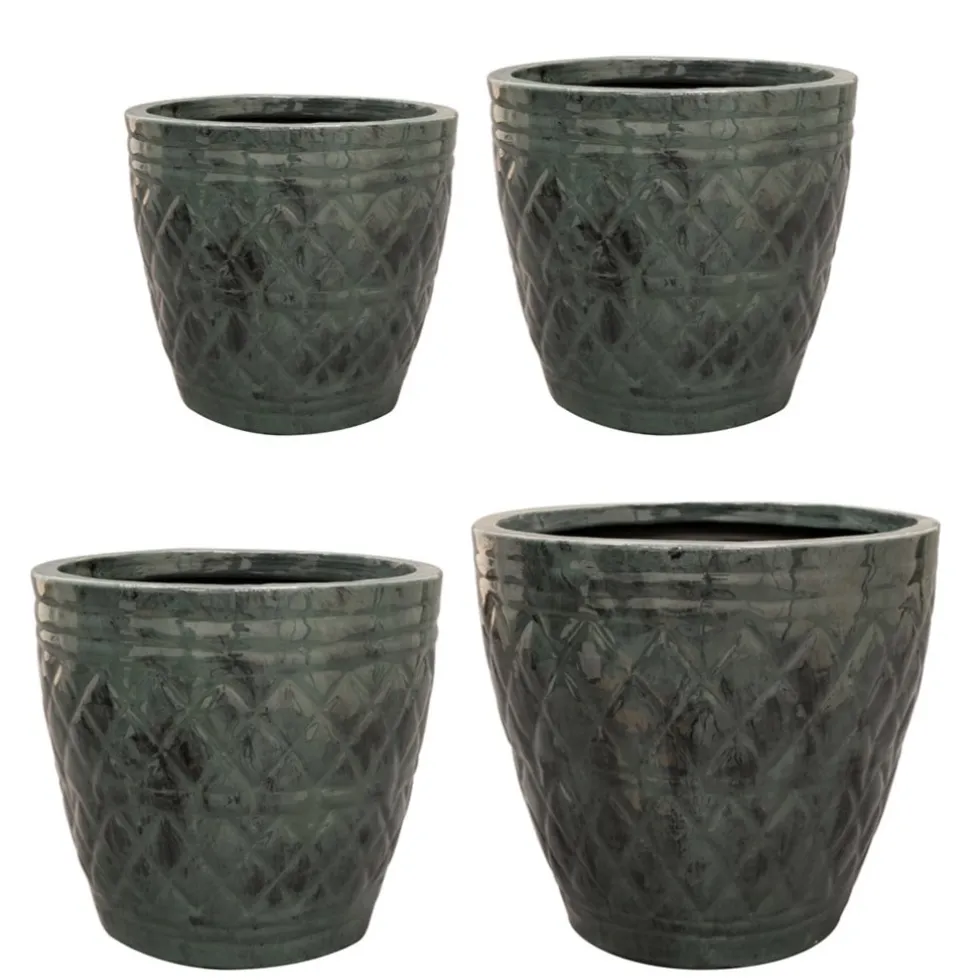 Metall Pflanzkübel XXL outdoor Caisa 4er Set petrol