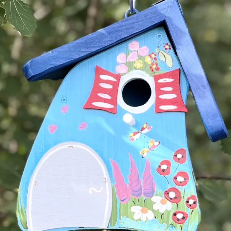 Nistkasten zum Aufhängen blau GARTENTRÄUME Vogelvilla Höhe 23 cm