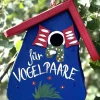 Nistkasten zum Aufhängen VOGELPAARE blau Vogelvilla Höhe 23 cm