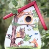 Nistkasten zum Aufhängen Waldtiere weiß Vogelvilla Höhe 23 cm