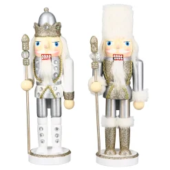 Nussknacker Figur PJOTR 2er Set Casablanca weiß silber