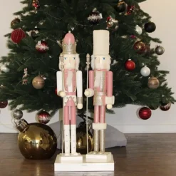 Nussknacker Figur PJOTR 2er Set weiß rosa Höhe 89 cm