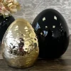 Ostereier Deko aus Keramik gold Höhe 9 cm