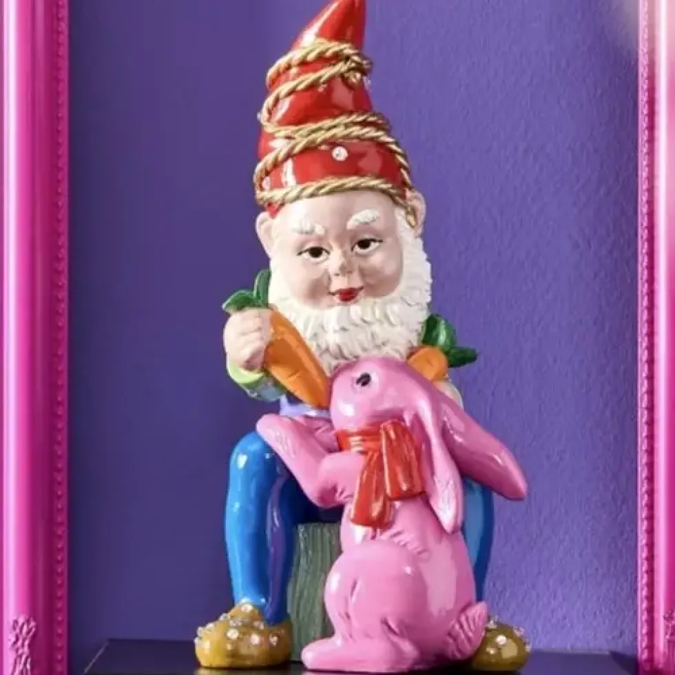 Osterhase Deko Figur Zwerg mit Hase Höhe 30 cm