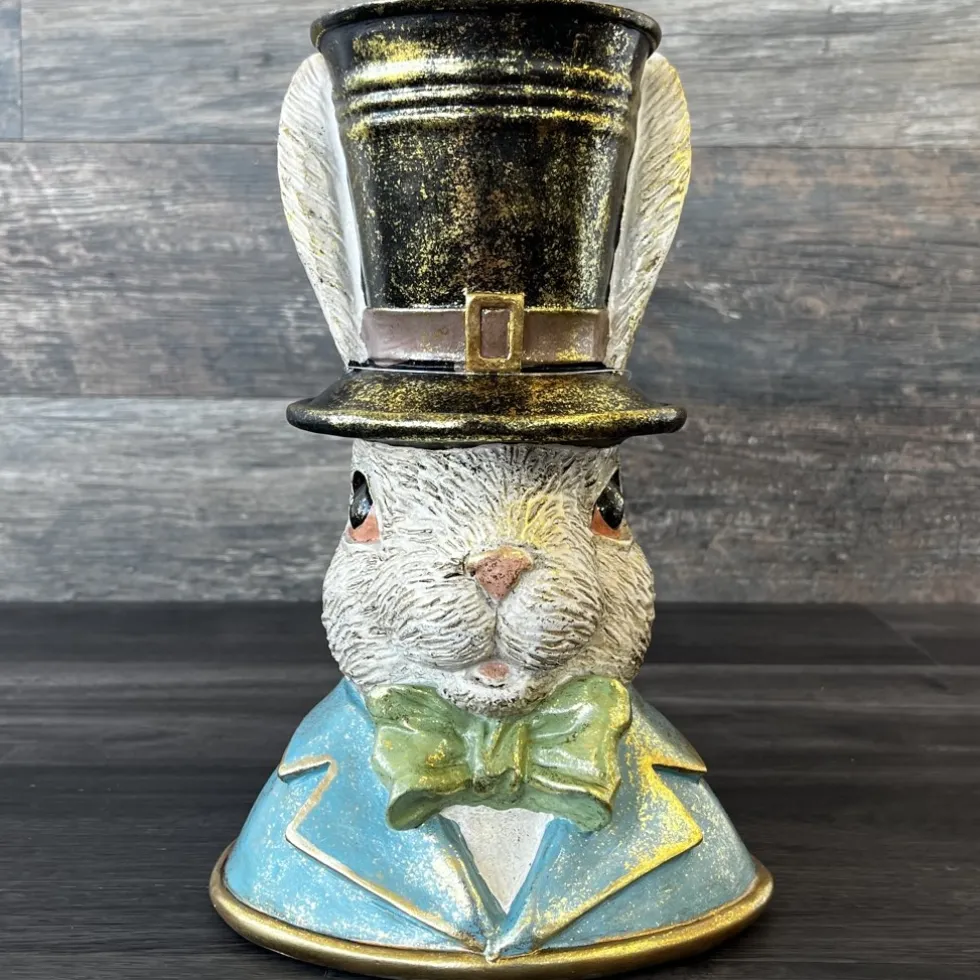 Osterhase Deko Hasenbüste Hase mit Zylinder Clayre & Eef H 29 cm