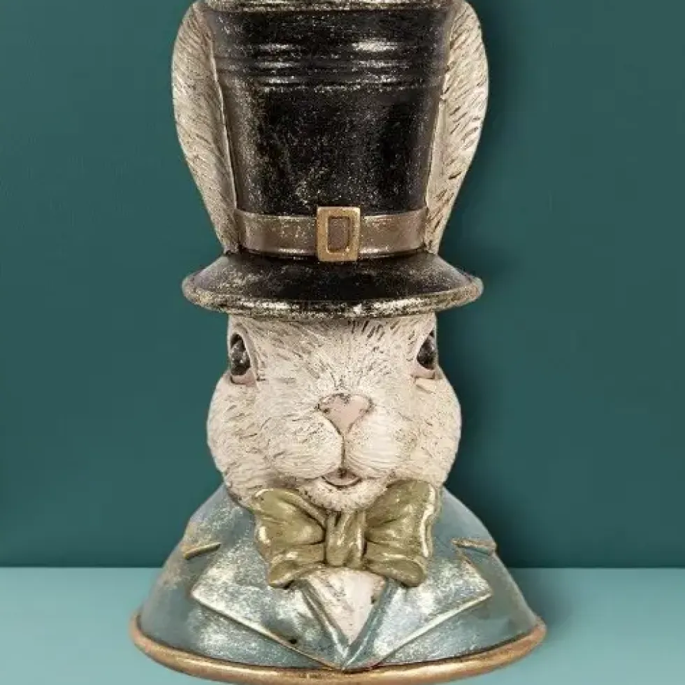 Osterhase Deko Hasenbüste Hase mit Zylinder Clayre & Eef H 29 cm