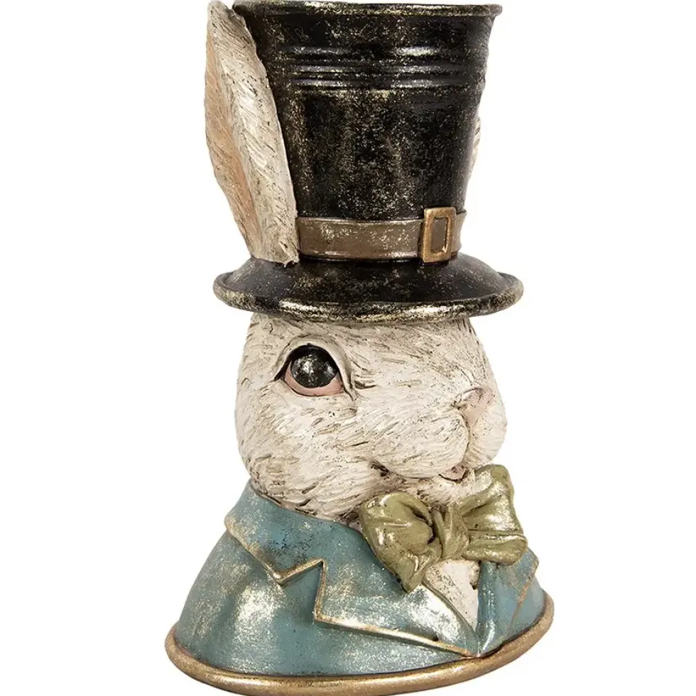 Osterhase Deko Hasenbüste Hase mit Zylinder Clayre & Eef H 29 cm