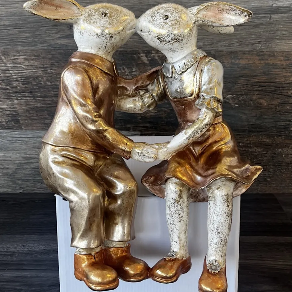 Osterhase Deko Kantenhocker Hasenpaar Clayre und Eef H 35 cm