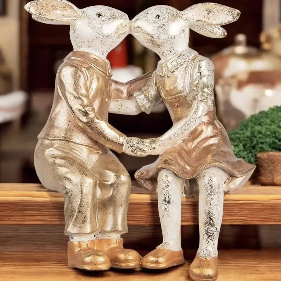 Osterhase Deko Kantenhocker Hasenpaar Clayre und Eef H 35 cm