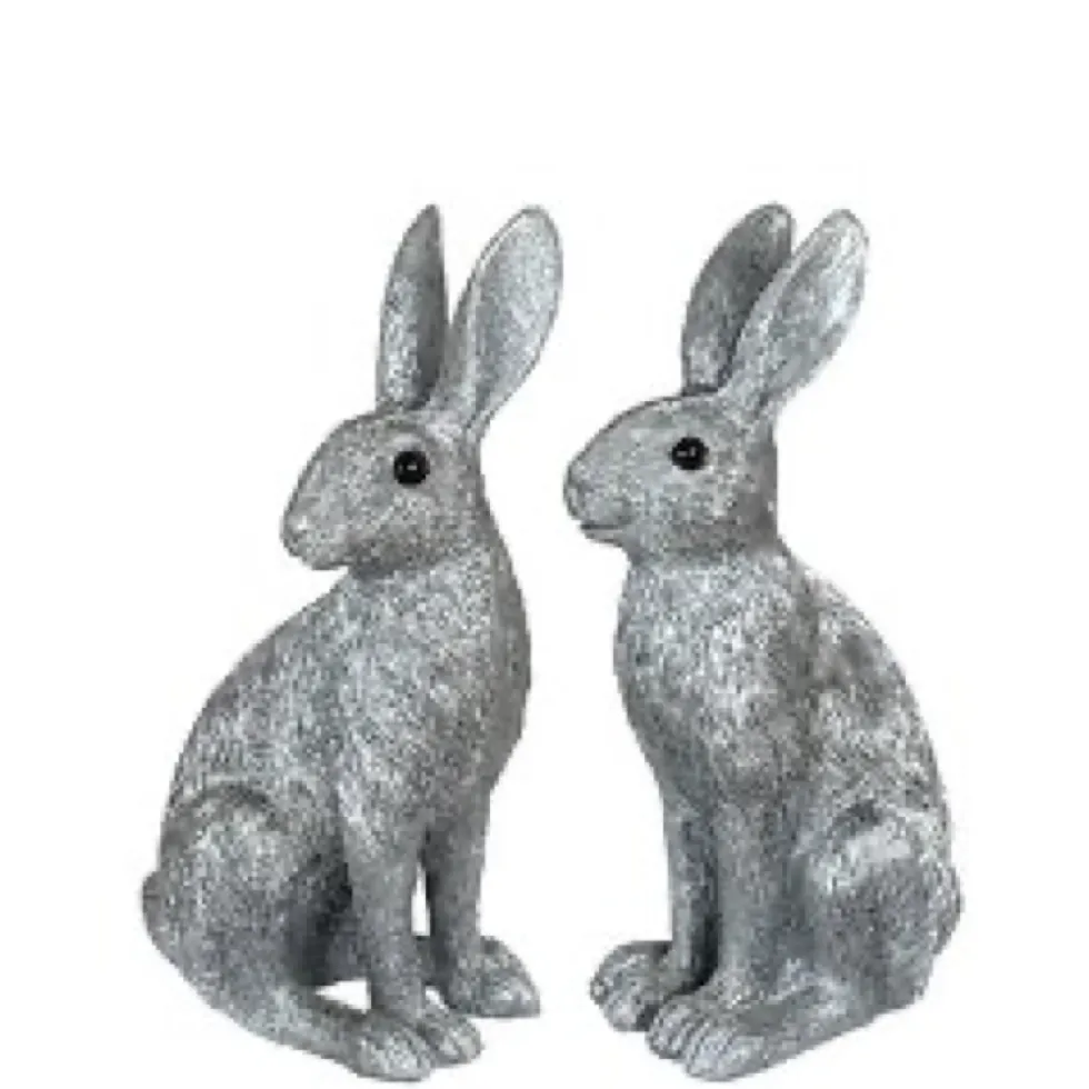 Osterhasen Deko 2er Set Paxino silber Kaheku