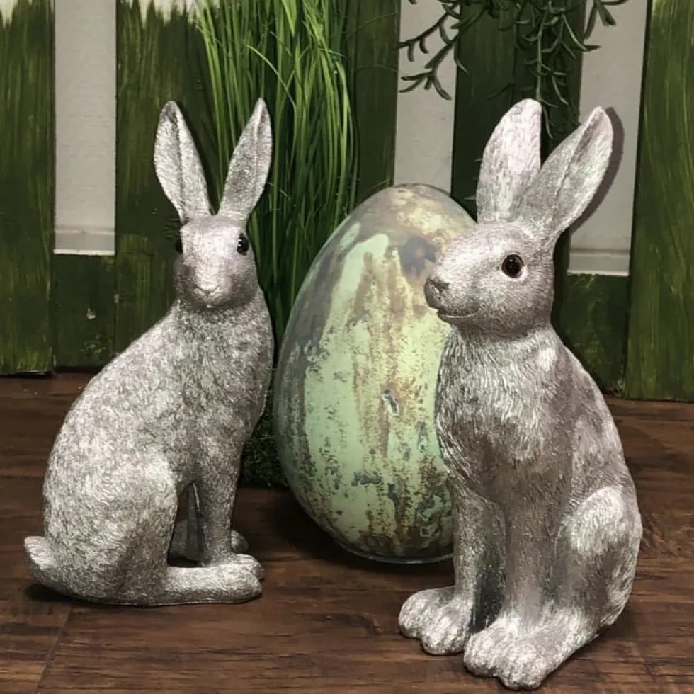 Osterhasen Deko 2er Set Paxino silber Kaheku