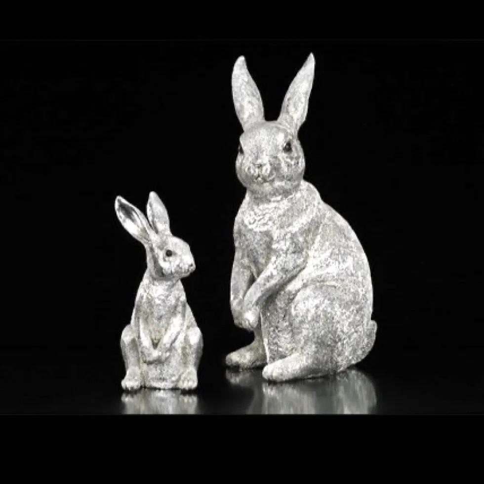 Osterhasen Deko Figur Gatsby silber Höhe 58 cm