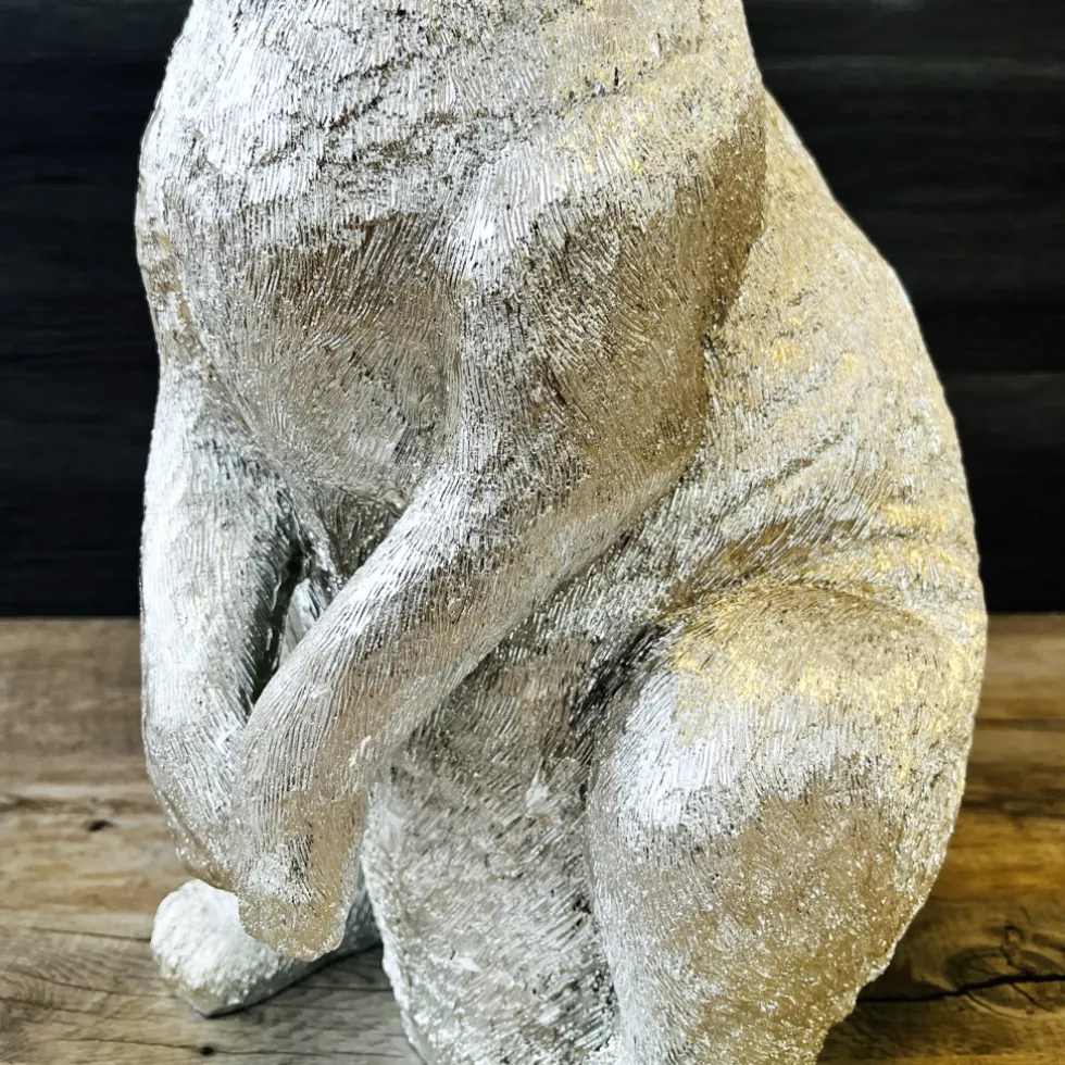 Osterhasen Deko Figur Gatsby silber Höhe 58 cm