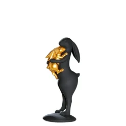 Osterhasen Deko groß HASENMUTTER Huckepack schwarz | H 51 cm | H 32 cm