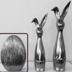 Osterhasen Deko Scratchy silber oder Osterei silber Eggy Casablanca