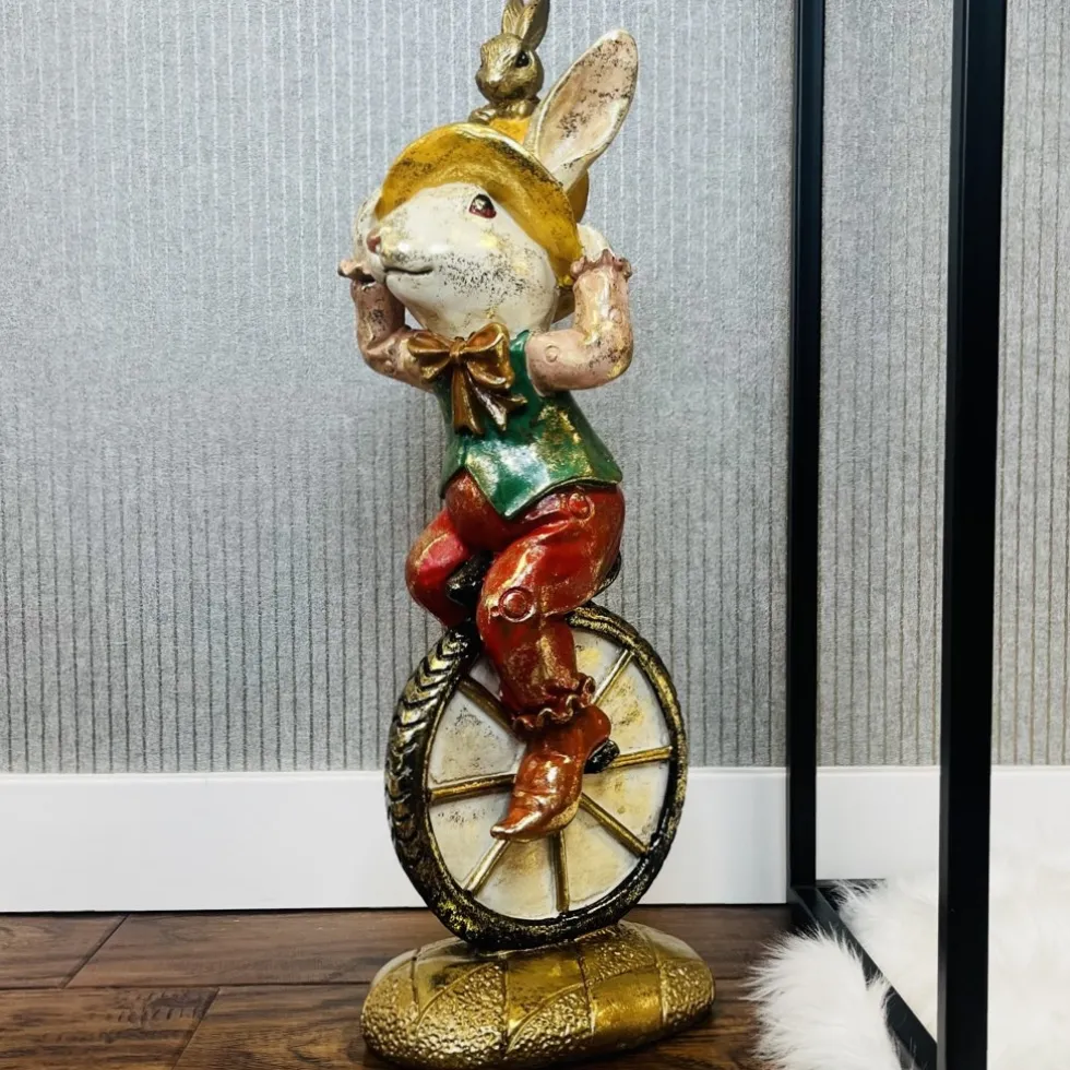 Osterhasen Deko Zirkushase auf Einrad Clayre & Eef Höhe 50 cm
