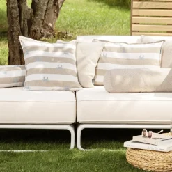 Outdoor Kissen wetterfest Magma CRAB gestreift beige 45×45 cm